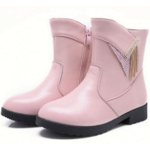 Vente chaude enfants pas cher belles bottes en cuir rose pour les petites filles